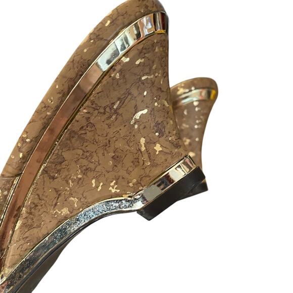 J. Renee Ladybird Crystals Embellished Ladybug Gold Brown Heeled Sandal size 8.5 - Picture 6 of 9